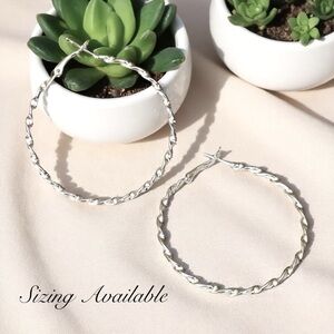 5 For $25💫Chic Big Silver Braided Hoops